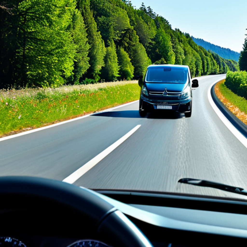 특수 차량의 최신 안전 장비 - ADAS in Action**

"A modern camping-car driving on a scenic French highway, fully clothed driver vis...