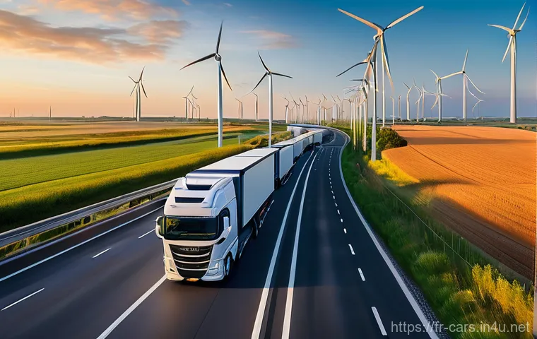 대형 트럭의 최신 배출가스 규제 - Image Prompt 1: The Green Horizon of European Transport**