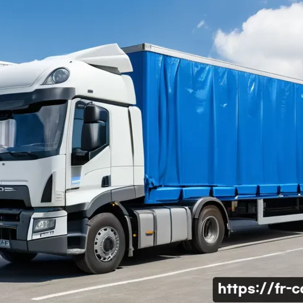 트레일러와 플랫베드 트럭 비교 - A detailed industrial logistics scene in a French urban setting, showcasing a large classic enclosed...