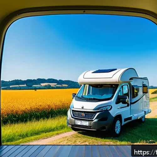 트레일러 캠핑카의 장단점 - A modern compact caravan parked on a scenic countryside road in France during early autumn, surround...